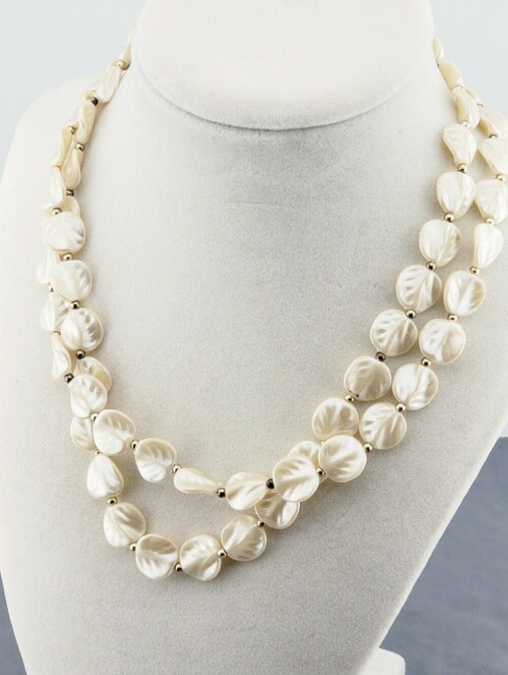 Classic Ivory Faux Pinched Pearl Long Necklace